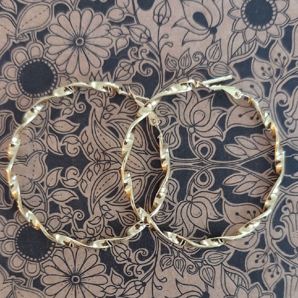 Gold Stainless Steel Twisted Hoop Earrings